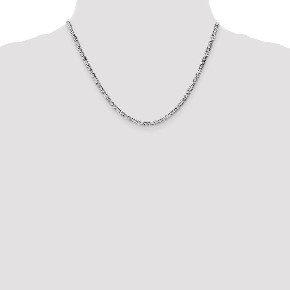 14K White Gold 3.5mm Semi-Solid Figaro Chain Necklace