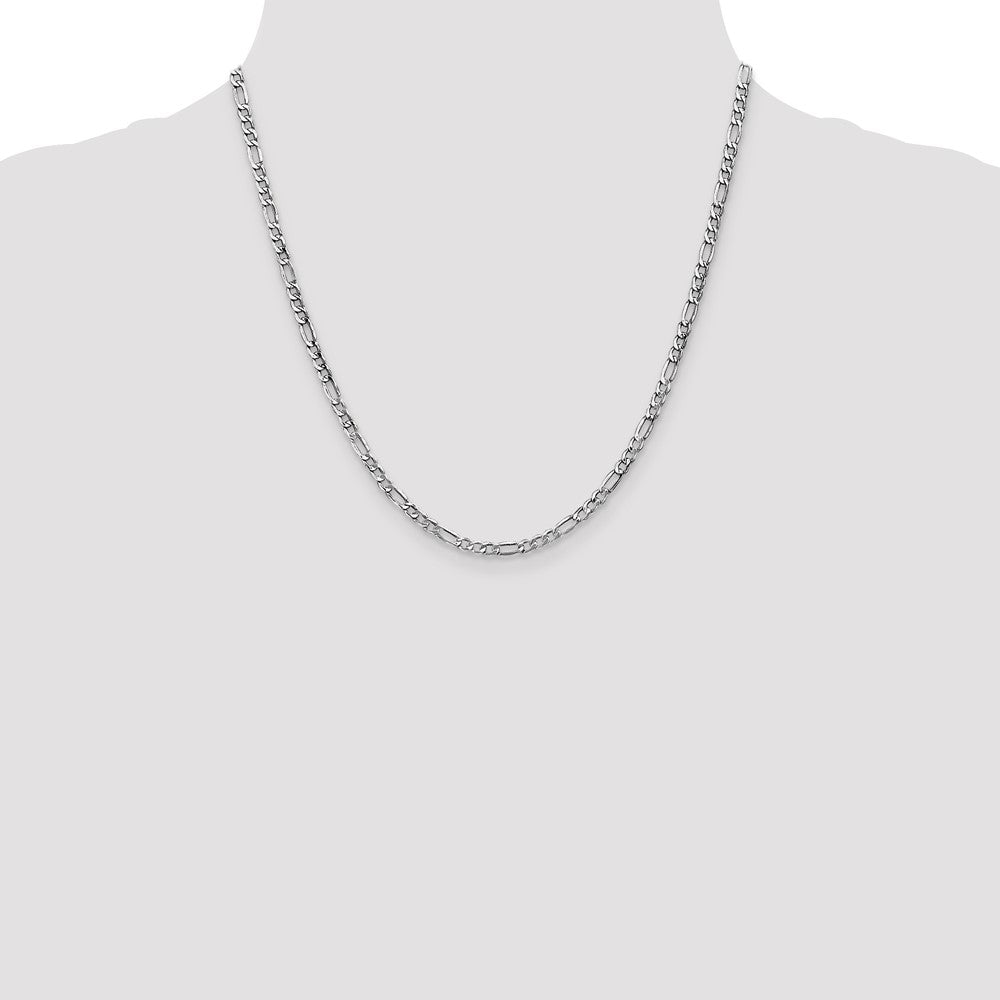 14K White Gold 3.5mm Semi-Solid Figaro Chain Necklace
