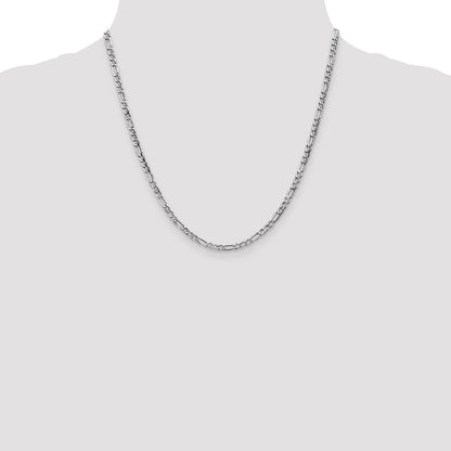 14K White Gold 3.5mm Semi-Solid Figaro Chain Necklace
