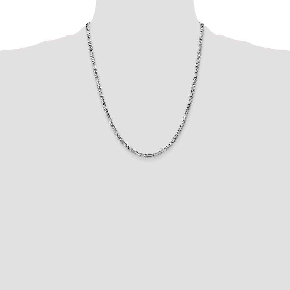 14K White Gold 3.5mm Semi-Solid Figaro Chain Necklace