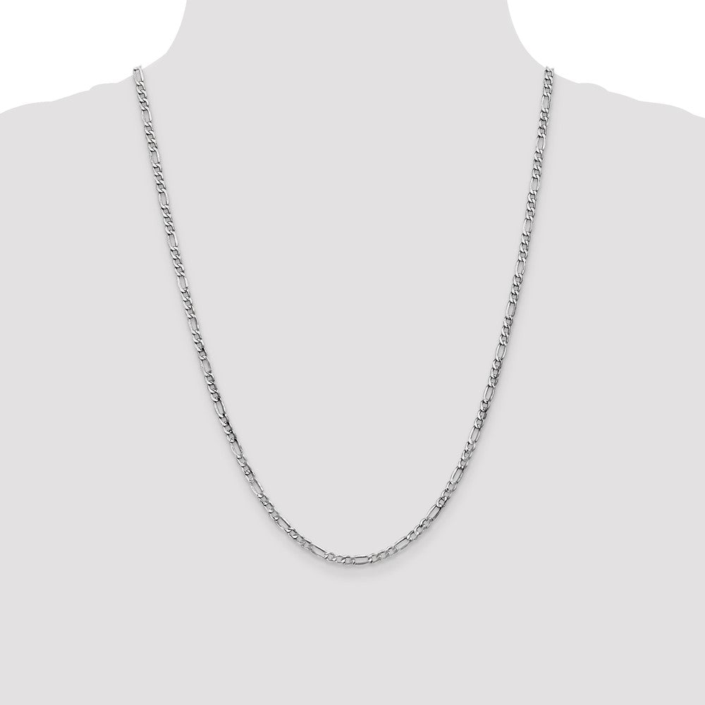 14K White Gold 3.5mm Semi-Solid Figaro Chain Necklace