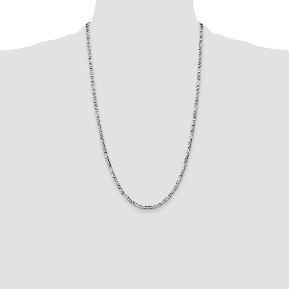 14K White Gold 3.5mm Semi-Solid Figaro Chain Necklace