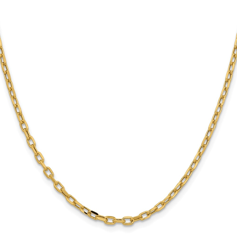 14k Yellow Gold  3mm Semi-Solid Diamond-cut Open Link Cable Chain Necklace