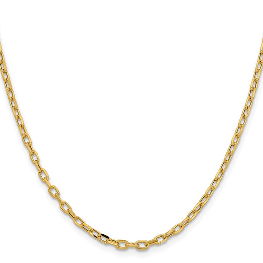 14k Yellow Gold  3mm Semi-Solid Diamond-cut Open Link Cable Chain Necklace