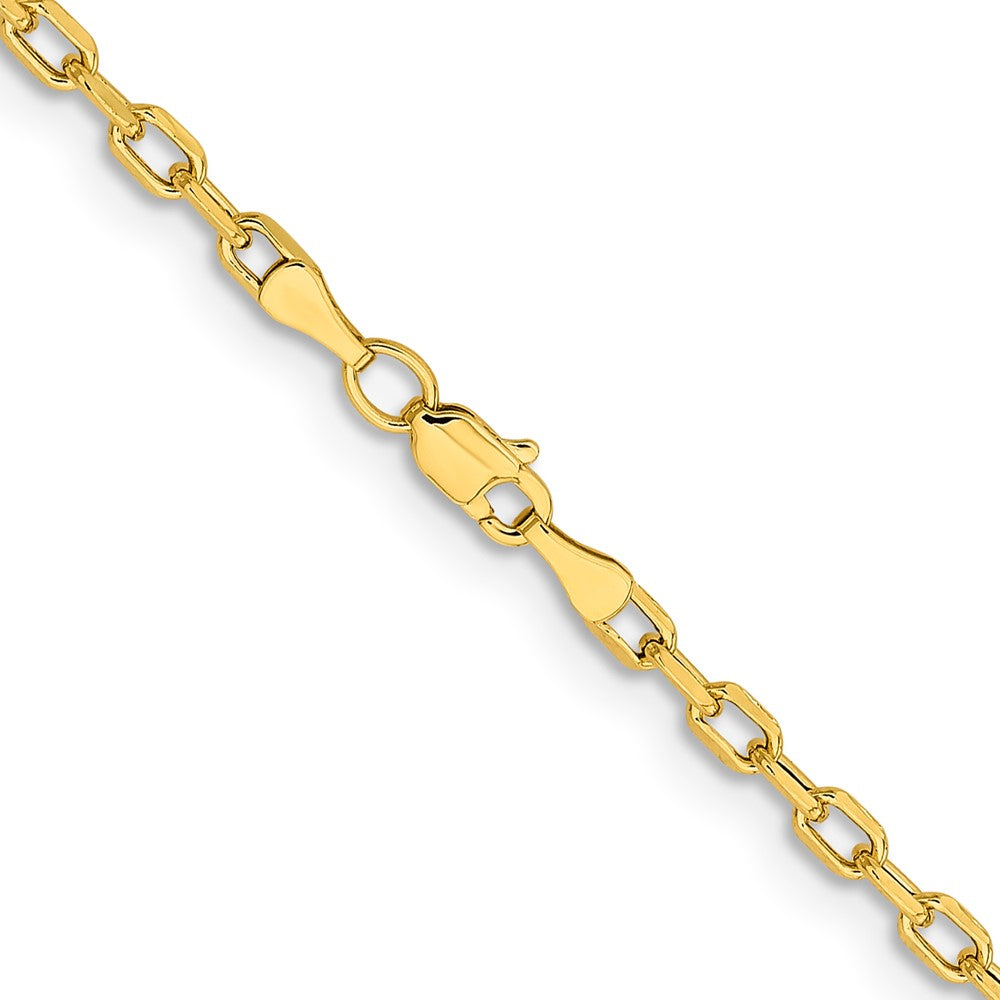 14k Yellow Gold  3mm Semi-Solid Diamond-cut Open Link Cable Chain Necklace