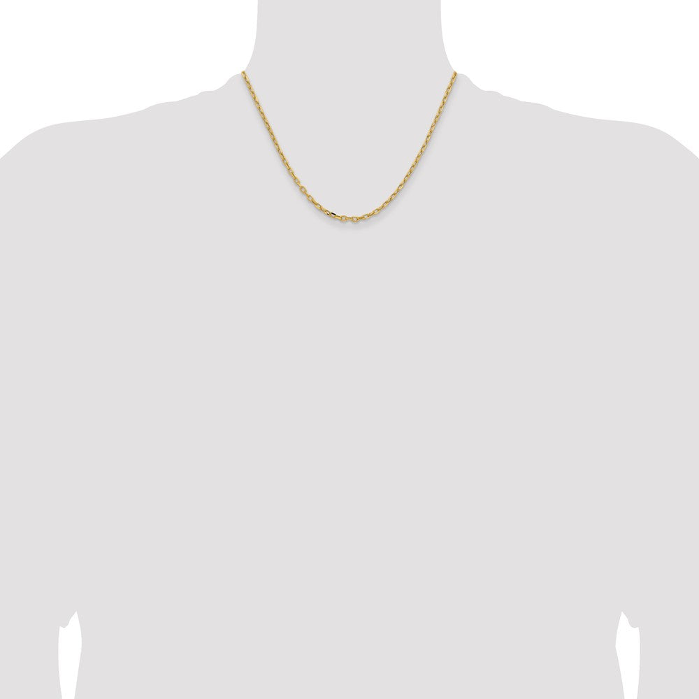 14k Yellow Gold  3mm Semi-Solid Diamond-cut Open Link Cable Chain Necklace