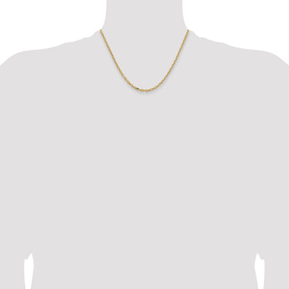 14k Yellow Gold  3mm Semi-Solid Diamond-cut Open Link Cable Chain Necklace