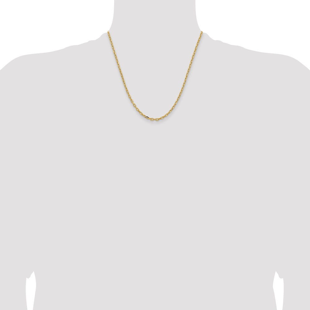 14k Yellow Gold  3mm Semi-Solid Diamond-cut Open Link Cable Chain Necklace