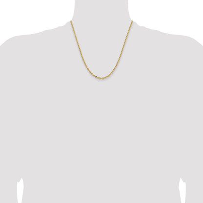 14k Yellow Gold  3mm Semi-Solid Diamond-cut Open Link Cable Chain Necklace