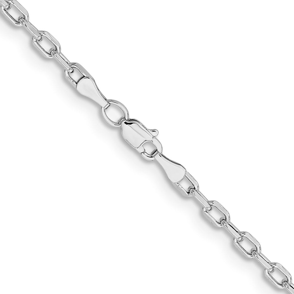 14k White Gold 3mm Semi-solid Diamond-Cut Open Link Cable Chain Necklace