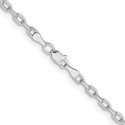 14k White Gold 3mm Semi-solid Diamond-Cut Open Link Cable Chain Necklace