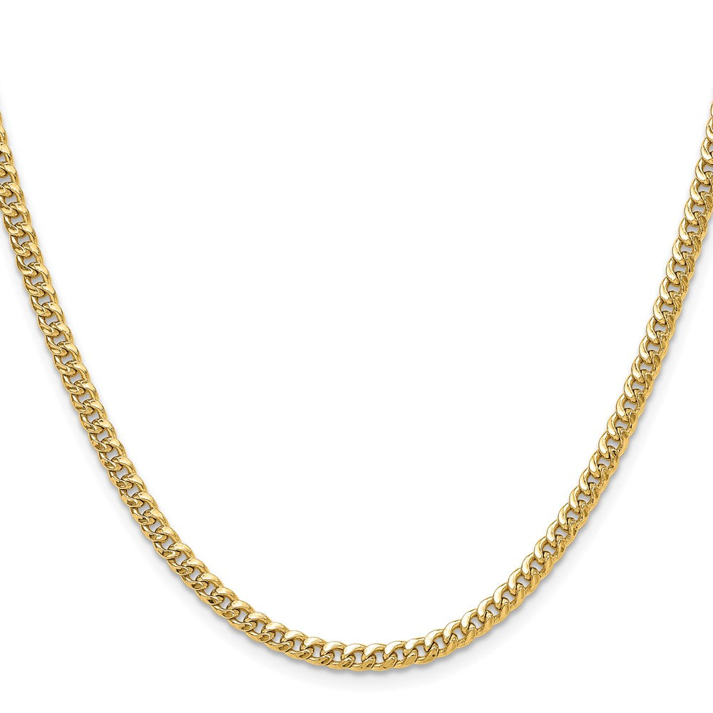 14k Yellow Gold 3.5mm Semi-Solid Miami Cuban Chain Necklace