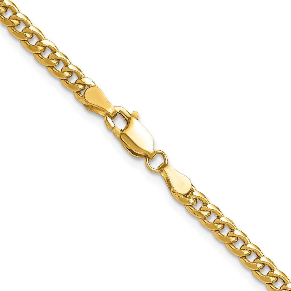 14k Yellow Gold 3.5mm Semi-Solid Miami Cuban Chain Necklace