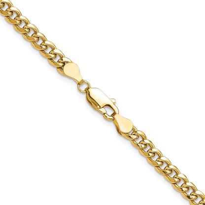 14k Yellow Gold 4.5mm Semi-Solid Miami Cuban Chain Necklace