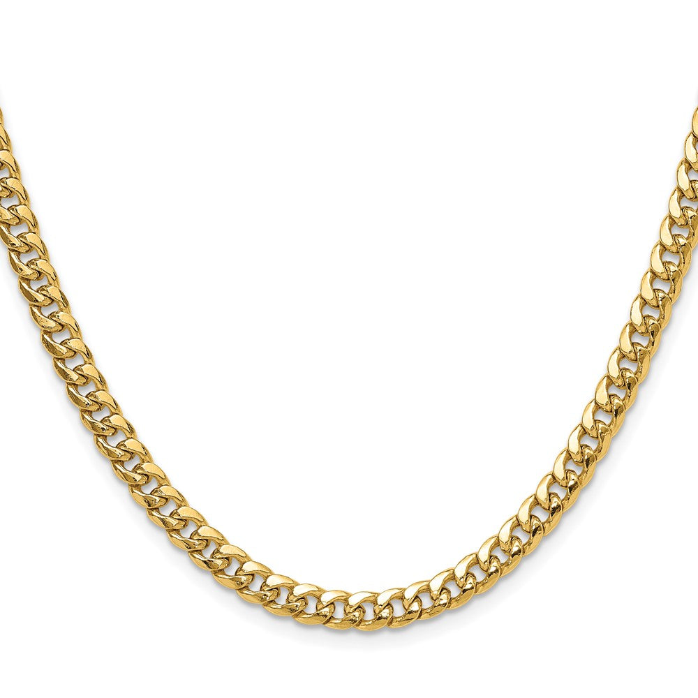 14k Yellow Gold 5.25mm Semi-Solid Miami Cuban Chain Necklace