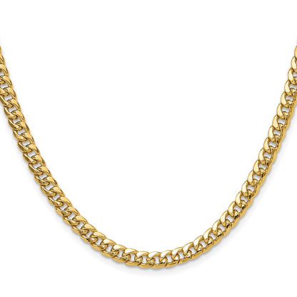 14k Yellow Gold 5.25mm Semi-Solid Miami Cuban Chain Necklace