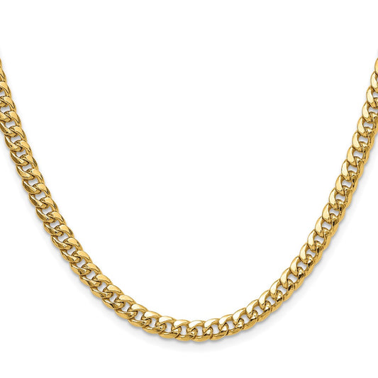 14k Yellow Gold 5.25mm Semi-Solid Miami Cuban Chain Necklace
