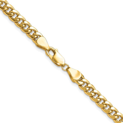 14k Yellow Gold 5.25mm Semi-Solid Miami Cuban Chain Necklace