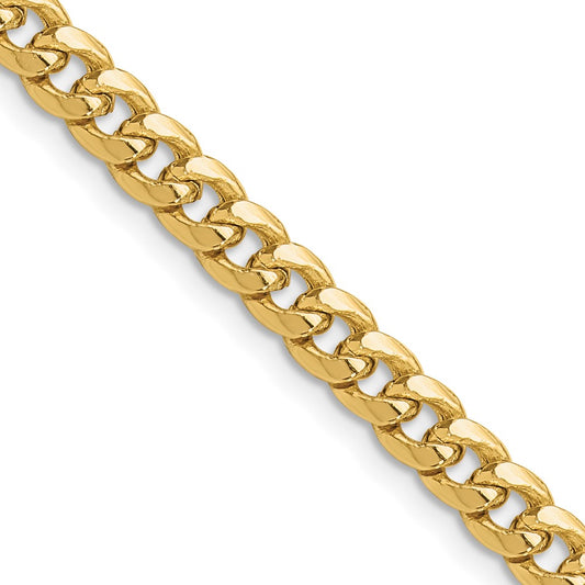 14k Yellow Gold 5.25mm Semi-Solid Miami Cuban Chain Necklace