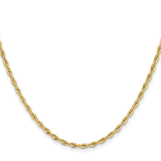 14ky 2.5mm Semi-Solid Rope Chain Necklace