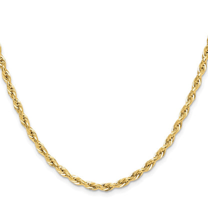14ky 3.5mm Semi-Solid Rope Chain Necklace