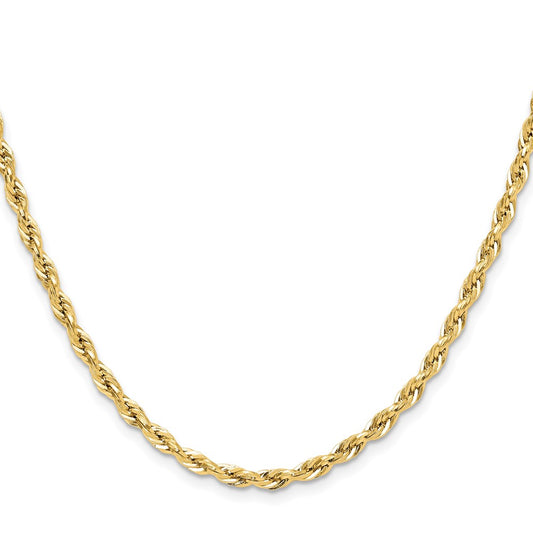 14ky 3.5mm Semi-Solid Rope Chain Necklace