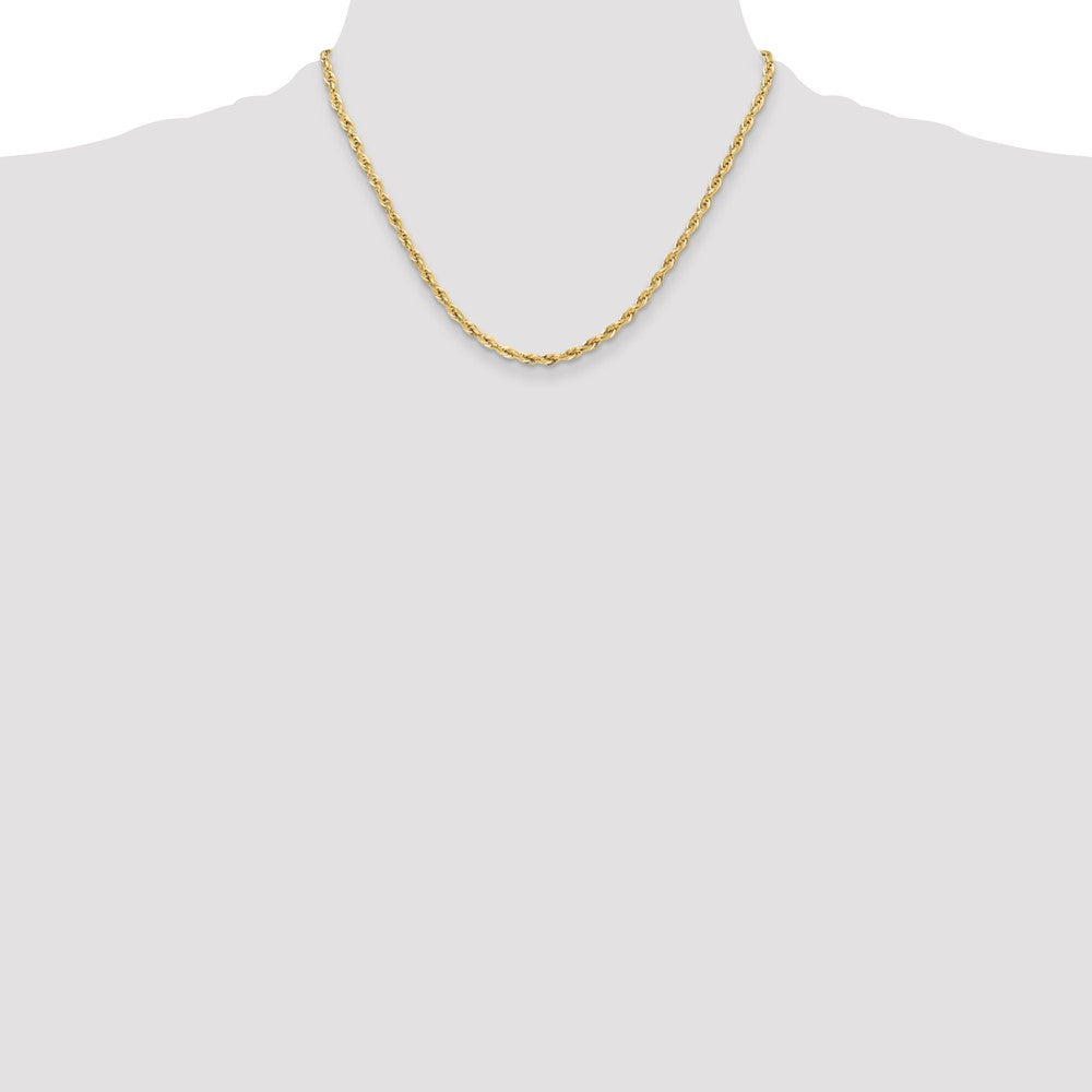 14ky 3.5mm Semi-Solid Rope Chain Necklace