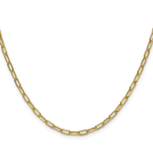 14k Yellow Gold 3.0mm Semi-Solid Beveled Paperclip Chain Necklace