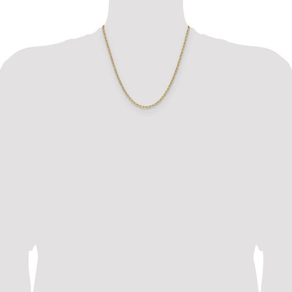 14k Yellow Gold 3.0mm Semi-Solid Beveled Paperclip Chain Necklace