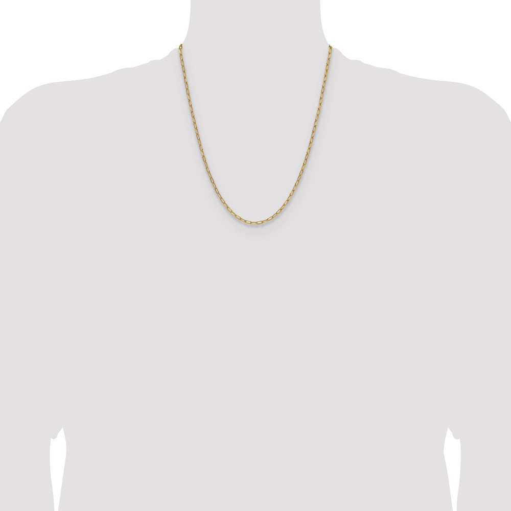 14k Yellow Gold 3.0mm Semi-Solid Beveled Paperclip Chain Necklace