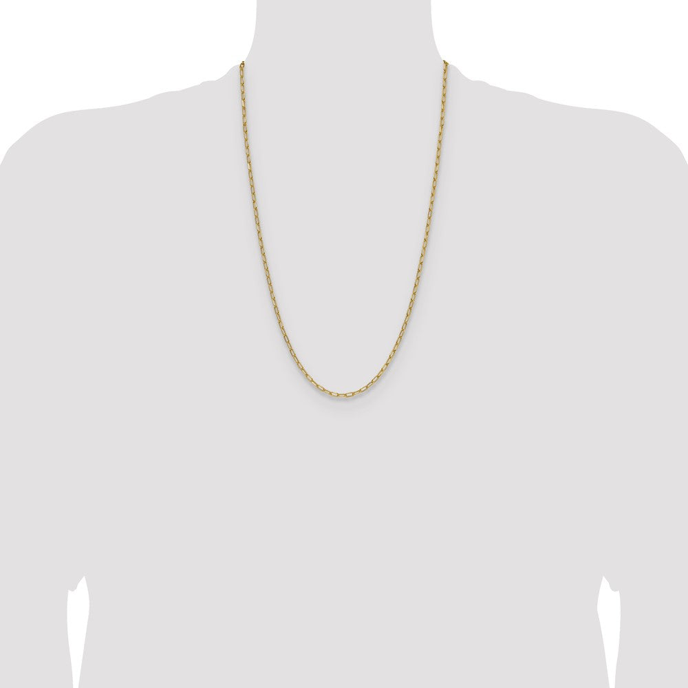 14k Yellow Gold 3.0mm Semi-Solid Beveled Paperclip Chain Necklace
