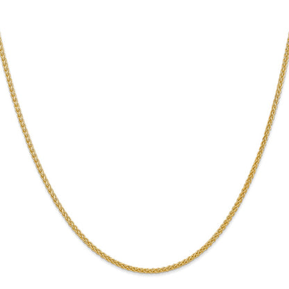 14k Yellow Gold 2mm Semi-Solid Wheat Chain Necklace