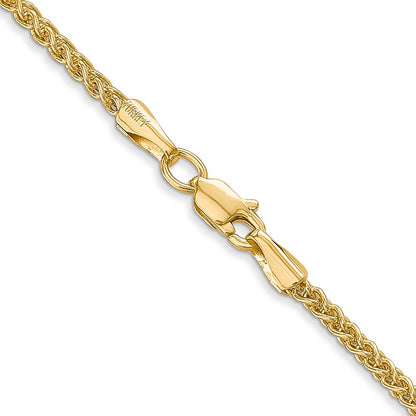 14k Yellow Gold 2mm Semi-Solid Wheat Chain Necklace