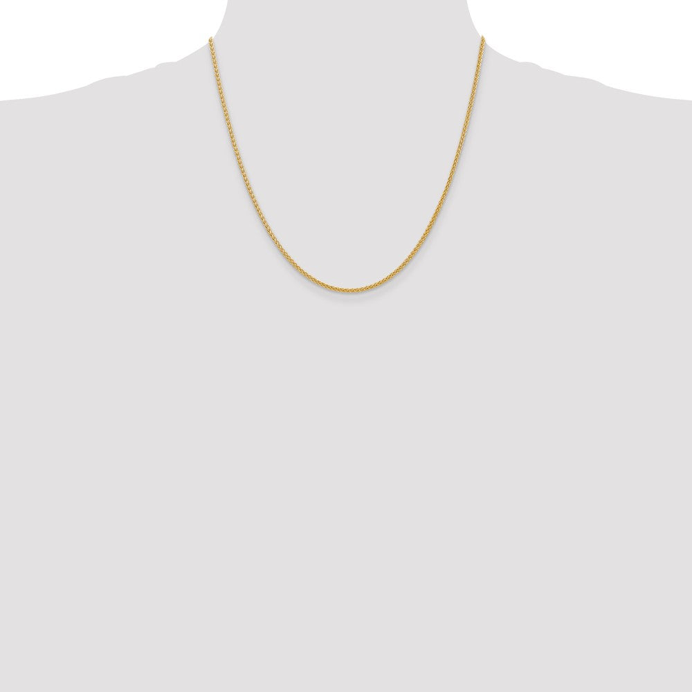 14k Yellow Gold 2mm Semi-Solid Wheat Chain Necklace