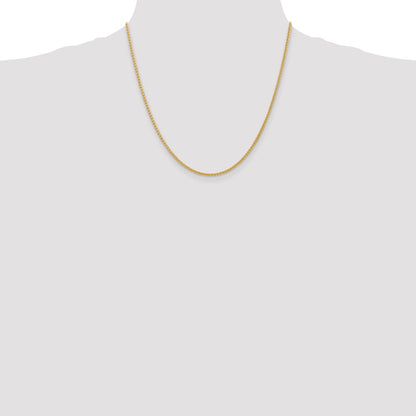 14k Yellow Gold 2mm Semi-Solid Wheat Chain Necklace