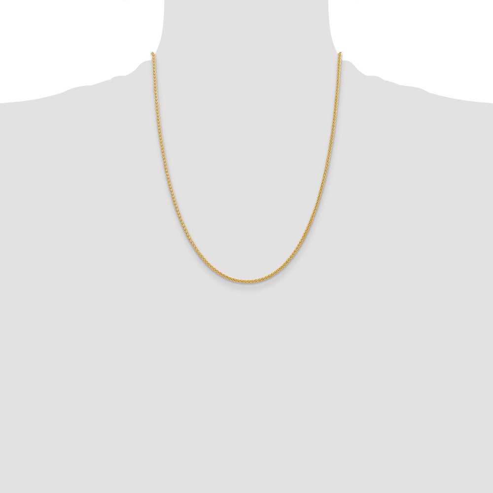 14k Yellow Gold 2mm Semi-Solid Wheat Chain Necklace