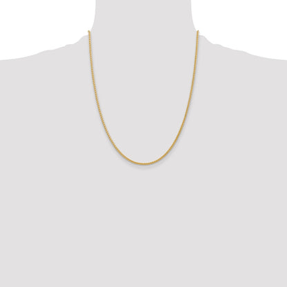 14k Yellow Gold 2mm Semi-Solid Wheat Chain Necklace