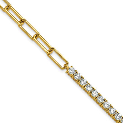 14k Yellow Gold 3.75 Ct Lab Grown Diamond Half Paperclip Tennis Bracelet 7"
