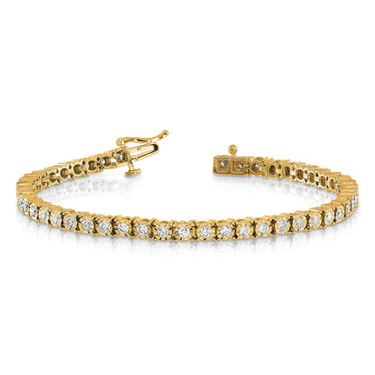 14k Gold 2 carat Illusion Setting Diamond Tennis Bracelet 7"