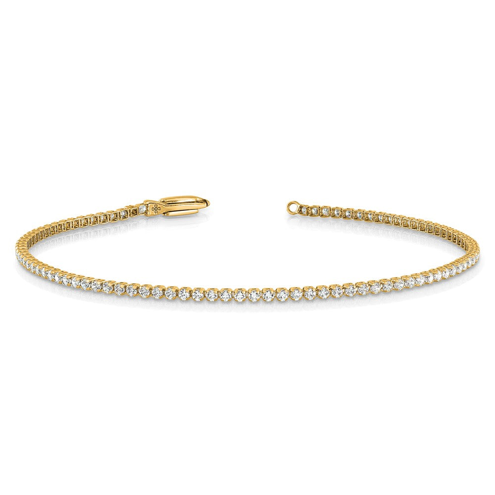 14k Gold 1-1/3 Ct Lab Grown Diamond Tennis Bracelet 7" Clarity- VS-SI, Color- G