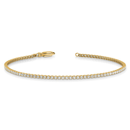 14k Gold 1-1/3 Ct Lab Grown Diamond Tennis Bracelet 7" Clarity- VS-SI, Color- G
