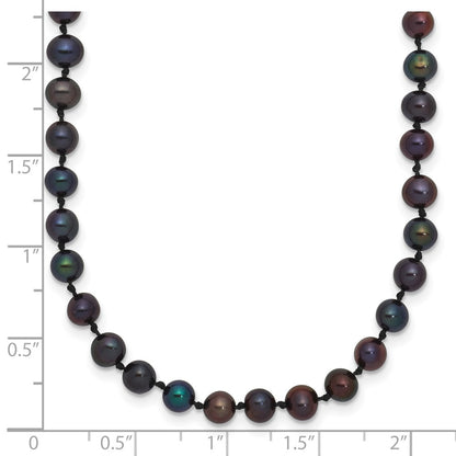 14k Yellow Gold 4-5mm Black Round Freshwater Cultured Pearl Necklace