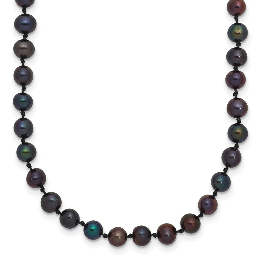 14k Yellow Gold 4-5mm Black Round Freshwater Cultured Pearl Necklace