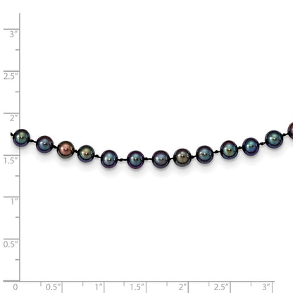 14k Yellow Gold 5-6mm Black Round Freshwater Cultured Pearl Necklace