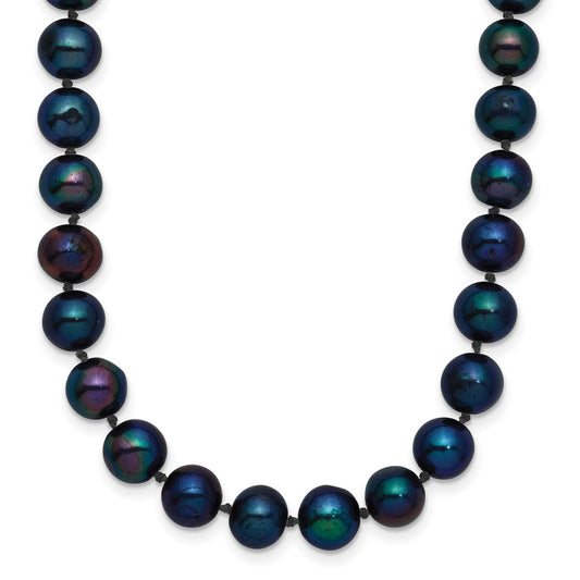 14k Yellow Gold 6-7mm Black Round Freshwater Cultured Pearl Necklace