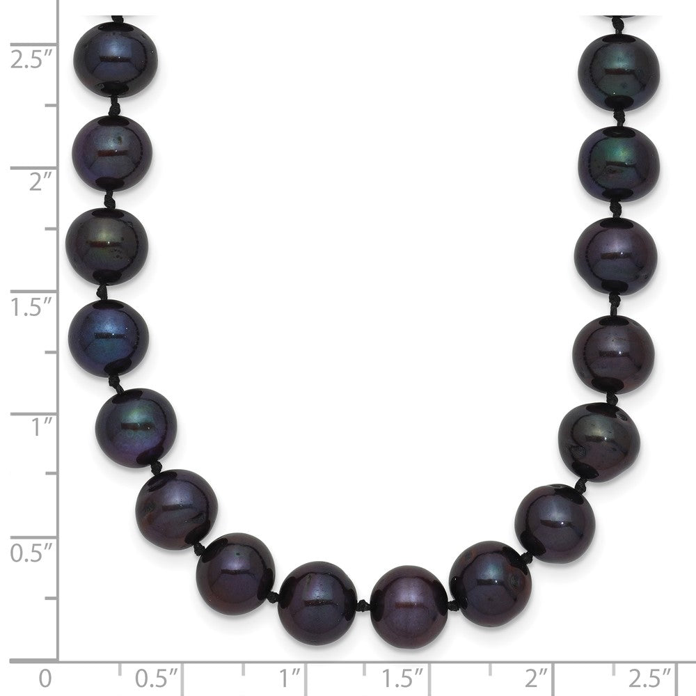 14k Yellow Gold 7-8mm Black Round Freshwater Cultured Pearl Necklace