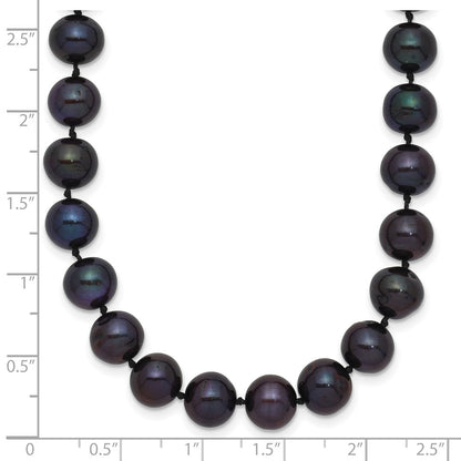 14k Yellow Gold 7-8mm Black Round Freshwater Cultured Pearl Necklace