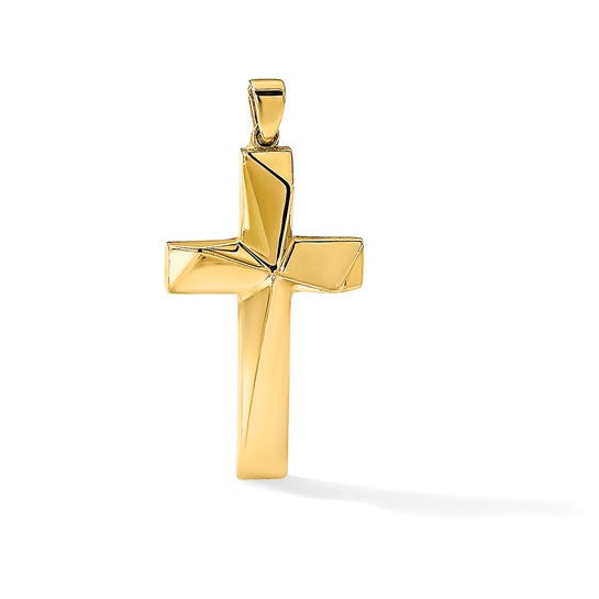 14k Yellow Gold Polished Cross Pendant L-36.4 mm, W-16.6 mm