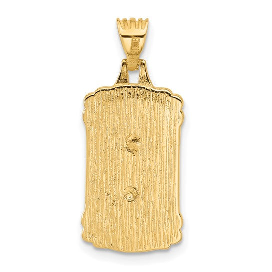 14k Yellow Gold Polished and Textured Dog Tag Cross Pendant L-25.3 mm, W-11.3 mm