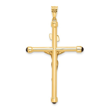 14k Yellow Gold Polished Crucifix Onyx Pendant L-54 mm, W-31.8 mm